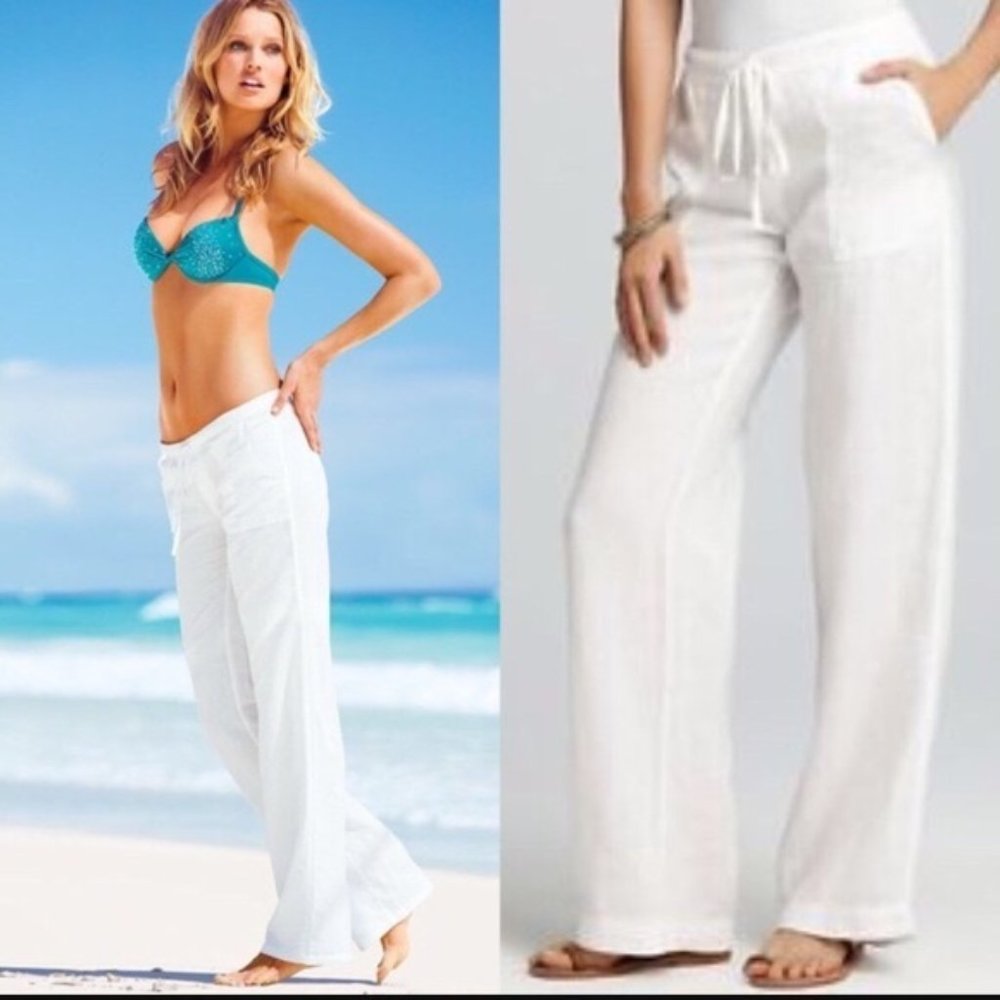 Victoria Secret White Linen Beach Pants